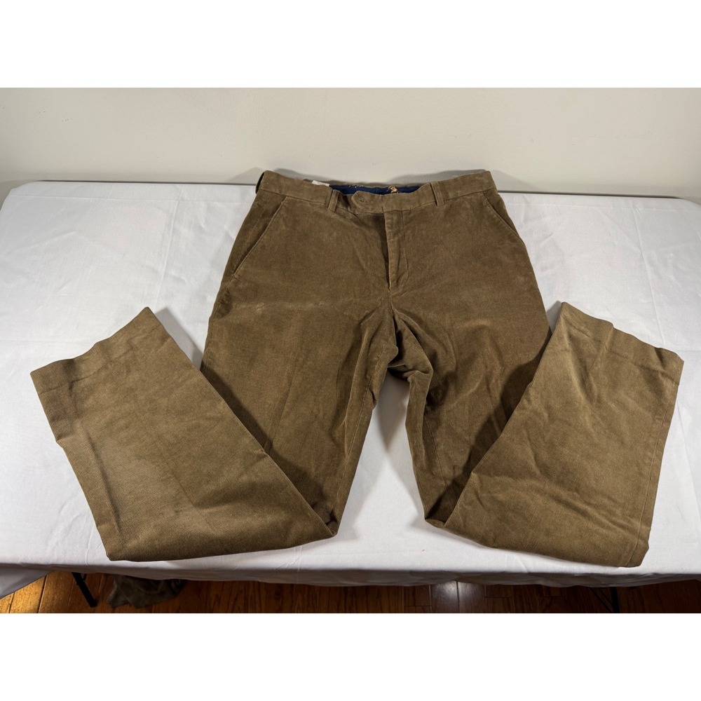 Lauren Ralph Lauren Mens Brown Corduroy Pants 32x30 Classic Fit Stretch Trousers
